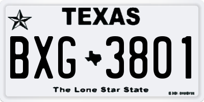 TX license plate BXG3801