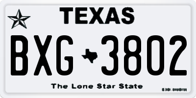 TX license plate BXG3802