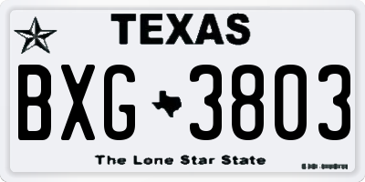 TX license plate BXG3803