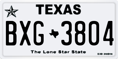 TX license plate BXG3804