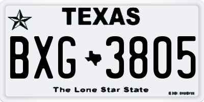 TX license plate BXG3805