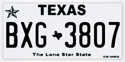 TX license plate BXG3807