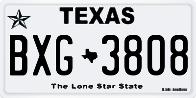 TX license plate BXG3808