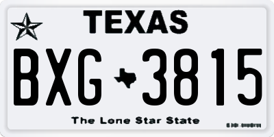 TX license plate BXG3815