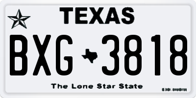 TX license plate BXG3818