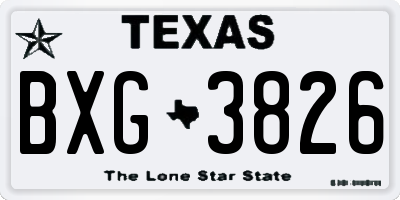 TX license plate BXG3826