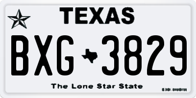 TX license plate BXG3829