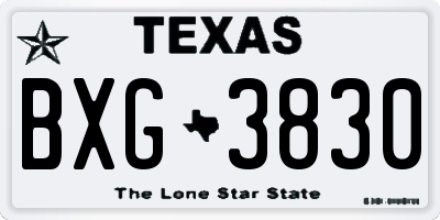 TX license plate BXG3830