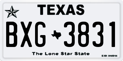 TX license plate BXG3831