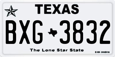 TX license plate BXG3832