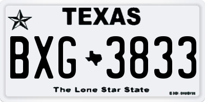 TX license plate BXG3833