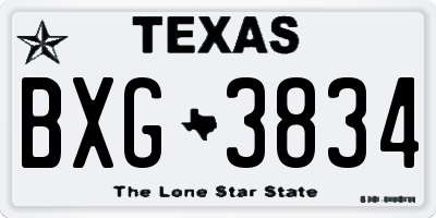 TX license plate BXG3834
