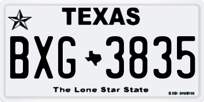 TX license plate BXG3835