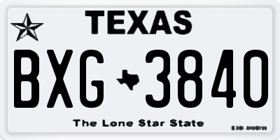 TX license plate BXG3840