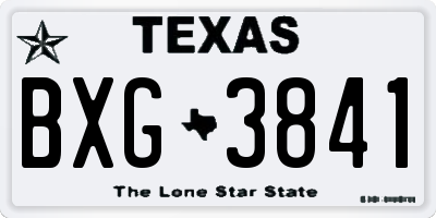 TX license plate BXG3841