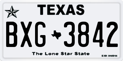 TX license plate BXG3842