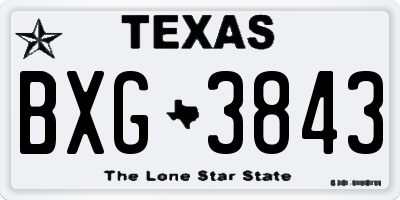 TX license plate BXG3843