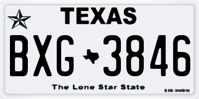TX license plate BXG3846