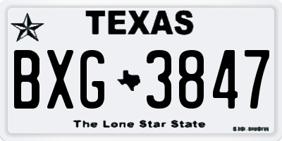 TX license plate BXG3847