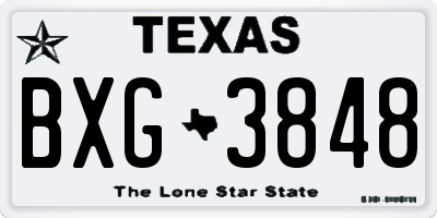 TX license plate BXG3848