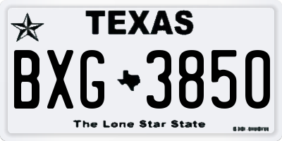 TX license plate BXG3850
