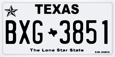 TX license plate BXG3851