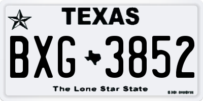 TX license plate BXG3852
