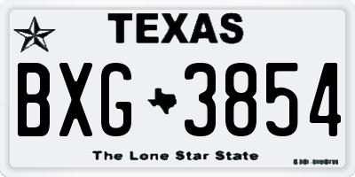 TX license plate BXG3854
