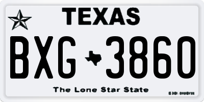 TX license plate BXG3860