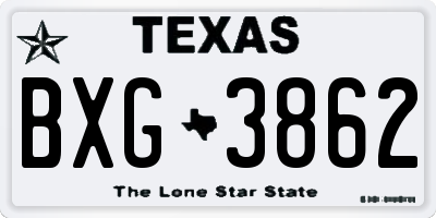 TX license plate BXG3862