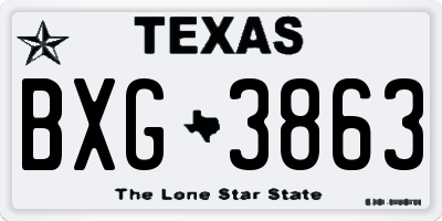 TX license plate BXG3863