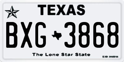 TX license plate BXG3868