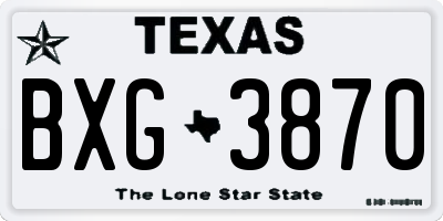 TX license plate BXG3870