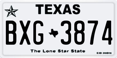 TX license plate BXG3874
