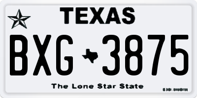 TX license plate BXG3875