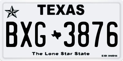 TX license plate BXG3876