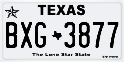 TX license plate BXG3877