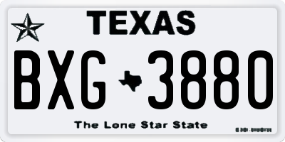 TX license plate BXG3880
