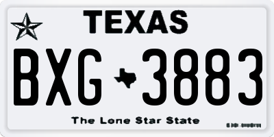 TX license plate BXG3883