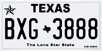 TX license plate BXG3888