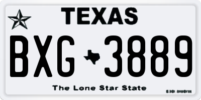 TX license plate BXG3889