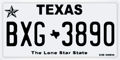 TX license plate BXG3890