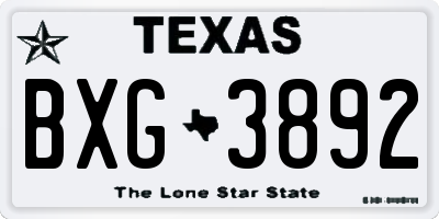 TX license plate BXG3892