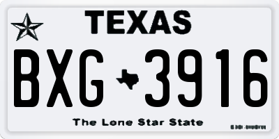 TX license plate BXG3916