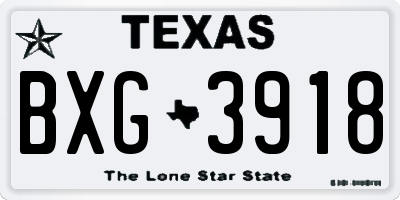 TX license plate BXG3918
