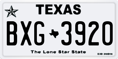 TX license plate BXG3920