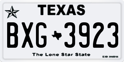 TX license plate BXG3923