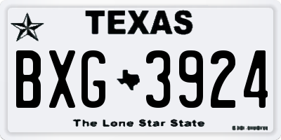 TX license plate BXG3924