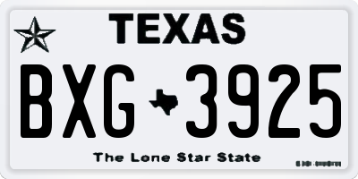 TX license plate BXG3925