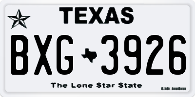 TX license plate BXG3926
